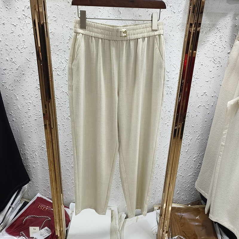 品牌霓维斯26253夏装休闲裤中年直筒裤子宽松大码中老年妈妈女裤