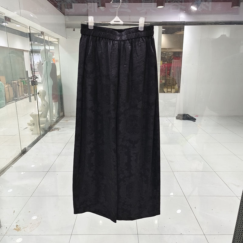 品牌真丝绮绣缘桑蚕丝直筒裤女
