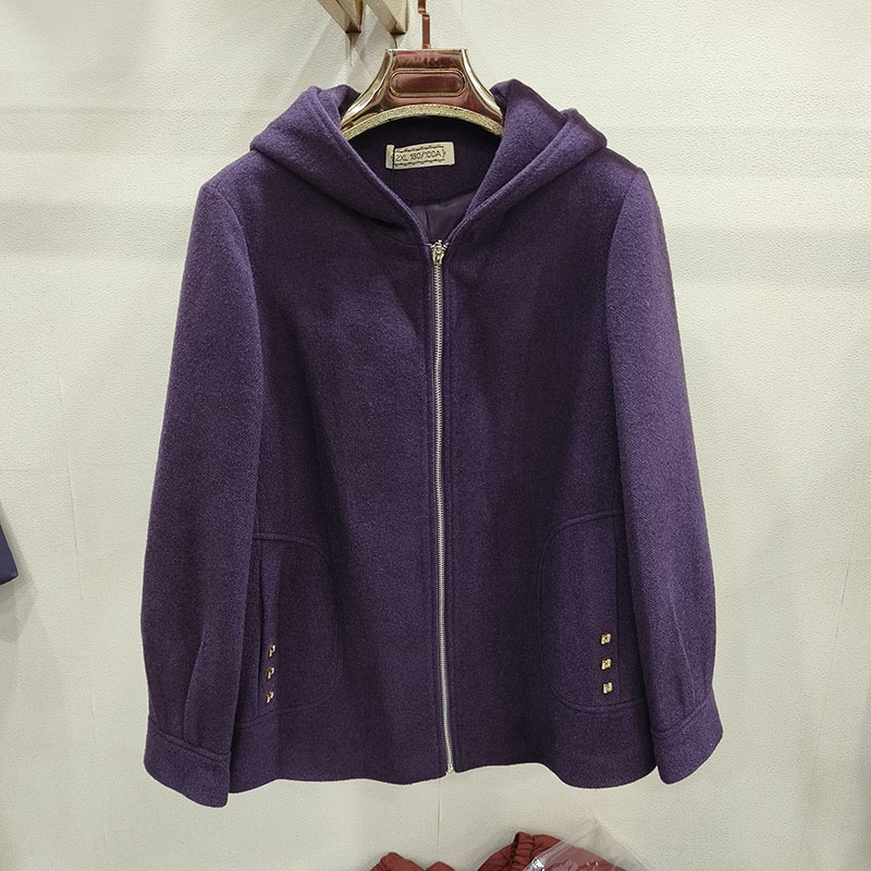 YYD88妈妈秋冬毛呢外套短款洋气