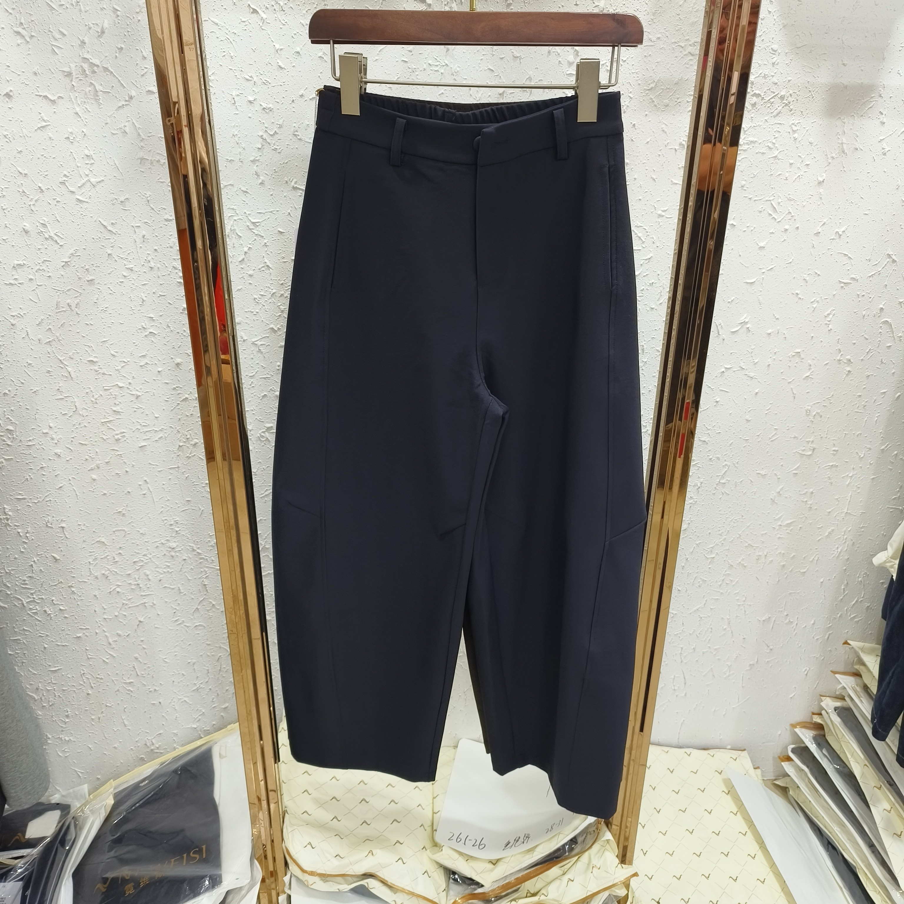 W1562-2中老年松紧腰直筒西装裤
