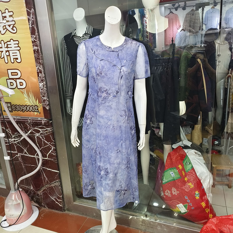 92601透气台湾纱连衣裙妈妈装