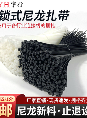 尼龙扎带塑料自锁式高强度卡扣黑白色电线束线带加长捆绑带勒死狗