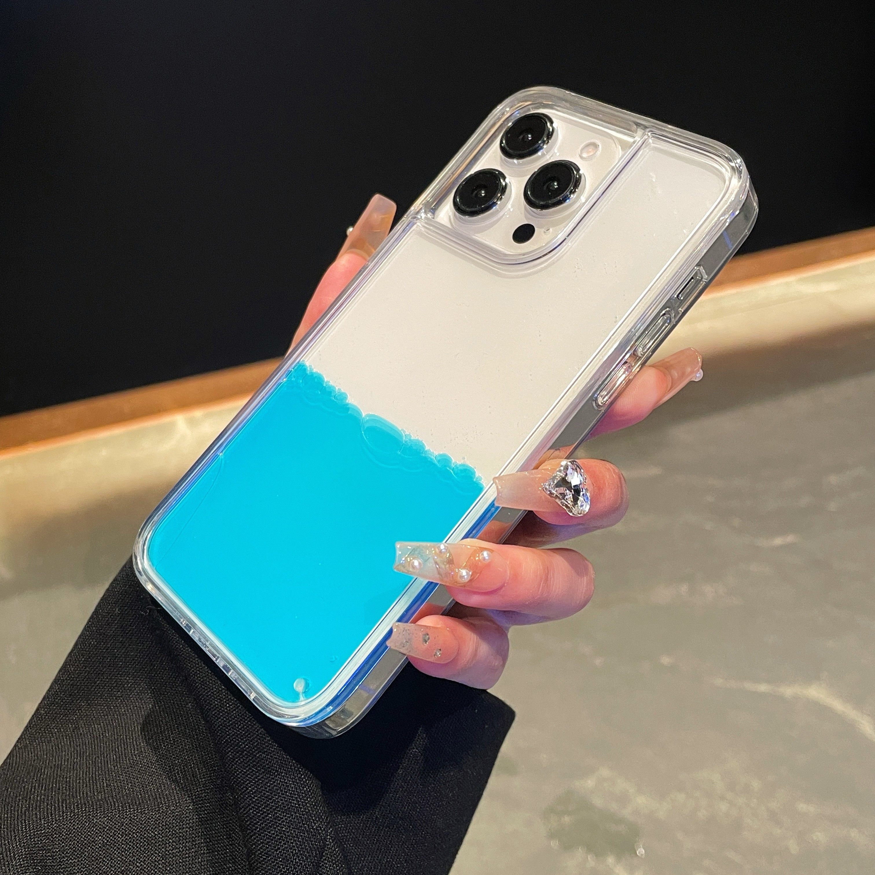简约液体 蓝色水适用苹果16手机壳透明iphone15promax流动创意新款14pro防摔12硅胶14pro卡通11女