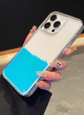 简约液体 蓝色水适用苹果16手机壳透明iphone15promax流动创意新款14pro防摔12硅胶14pro卡通11女13全包