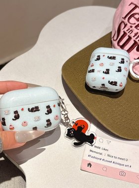 蓝色ins韩系蛋糕猫咪适用AirPods4保护套iPod苹果耳机壳1/2代无线蓝牙3代airpodspro2代保护壳
