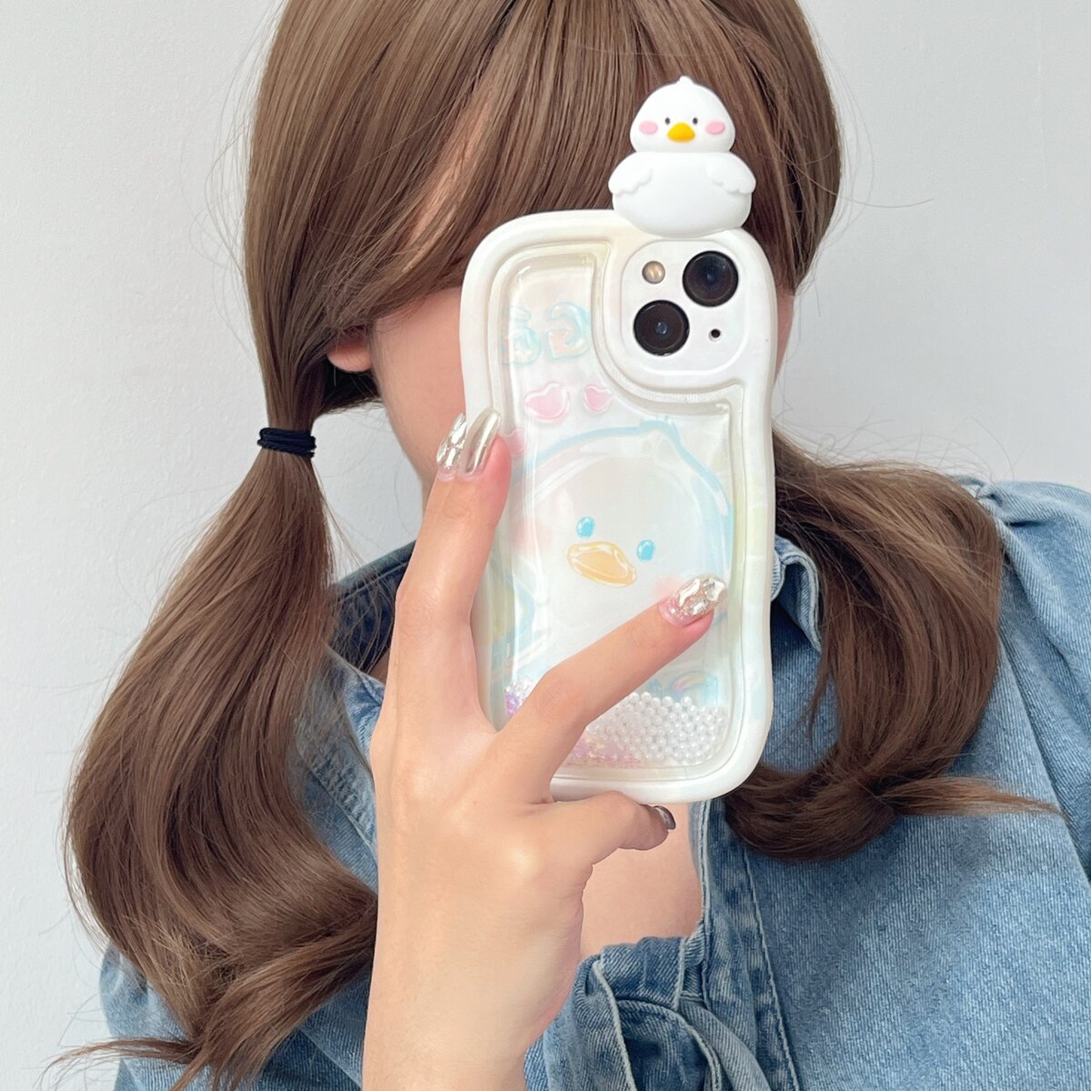 适用iphone14promax手机壳苹果13流沙ins趴趴鸭子12可爱唯美13pro max手机套15女款11网红卡通