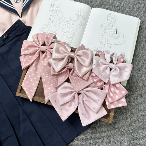 shindek JK领结粉色波点蝴蝶结长柄领花日系学院风少女学生制服女