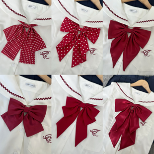 shindek JK领结酒红色波点蝴蝶结领花日系漫画制服衬衫领结红色女