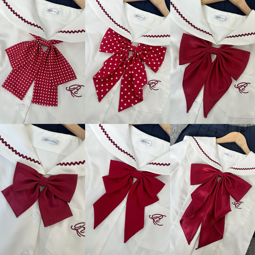 shindek JK领结酒红色波点蝴蝶结领花日系漫画制服衬衫领结红色女