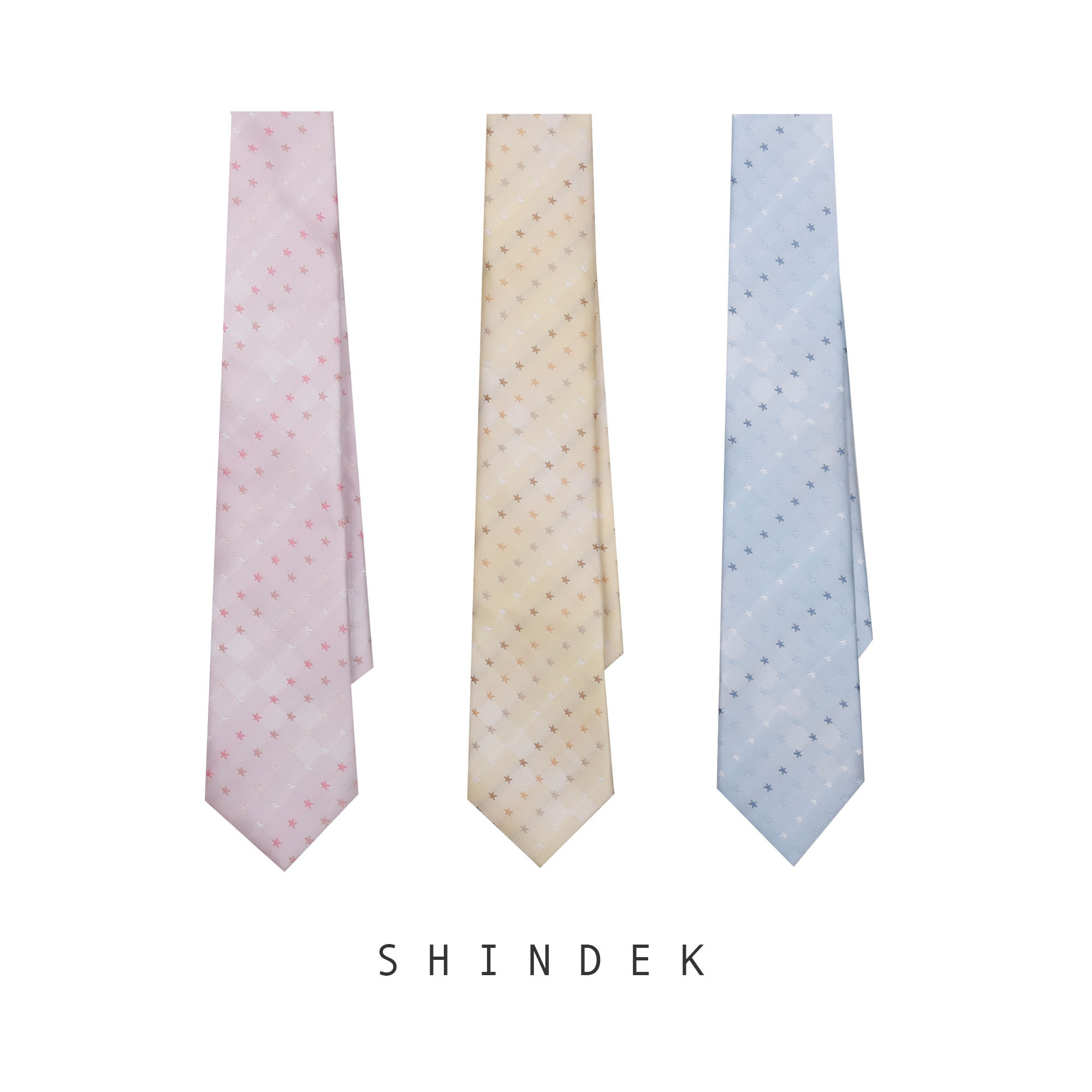 shindek 原创领带小众时髦复古星星美式休闲粉色学院风手打领带