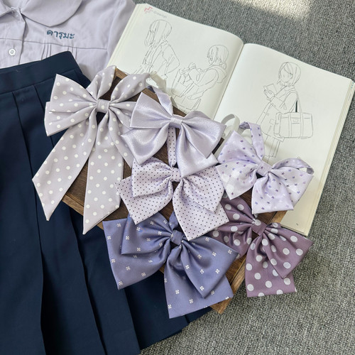 shindek JK领结紫色系波点蝴蝶结长柄领花日系学院风少女学生制服