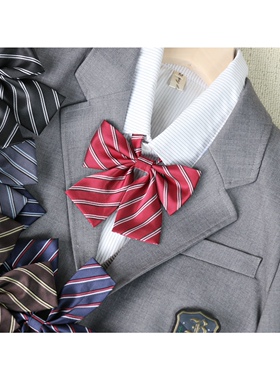 shindek 条纹小平角校供感学院风西服衬衫JK蝴蝶结领花女生搭配