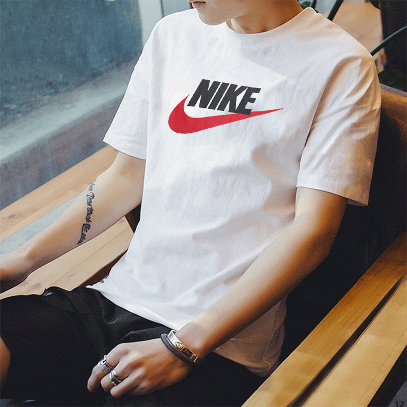 Nike耐克短袖男夏季新款男士白色休闲体恤半袖圆领纯棉运动T恤男