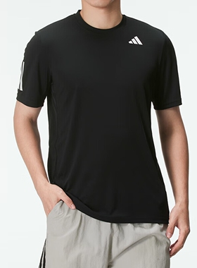Adidas阿迪达斯男装2026新款网球运动训练健身圆领短袖T恤IS2296