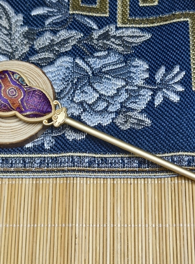 非遗宋锦葫芦发簪 手工流苏发钗 古风汉服头饰 国风吉祥饰品