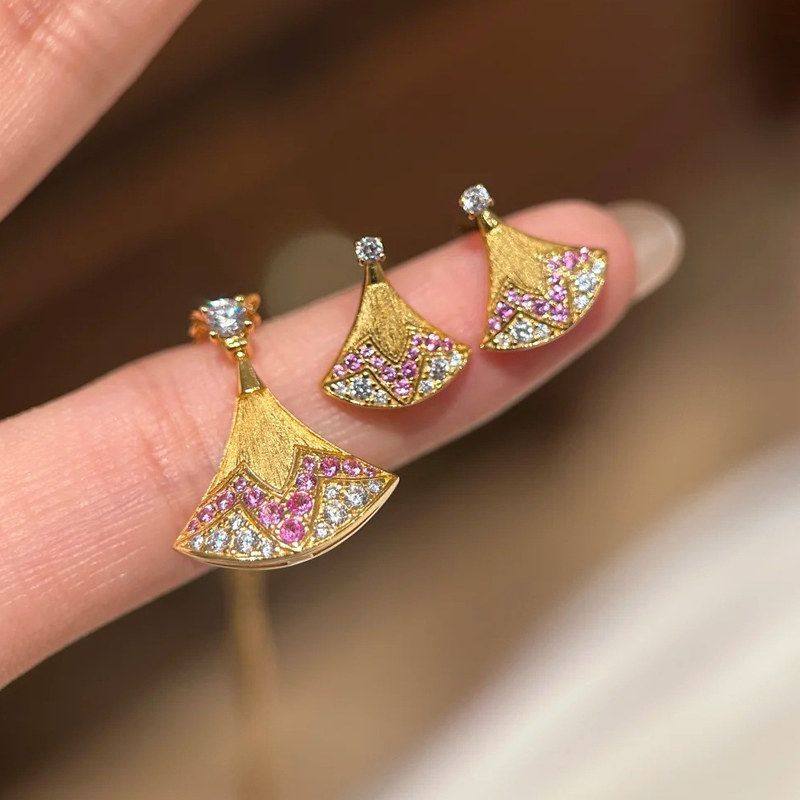 S925银小裙子项链女粉宝扇形耳钉镀24K金拉丝工艺轻奢重工锁骨链,饰品/流行首饰/时尚饰品新,项链,淘宝优惠券,粉丝福利购,淘宝优惠卷