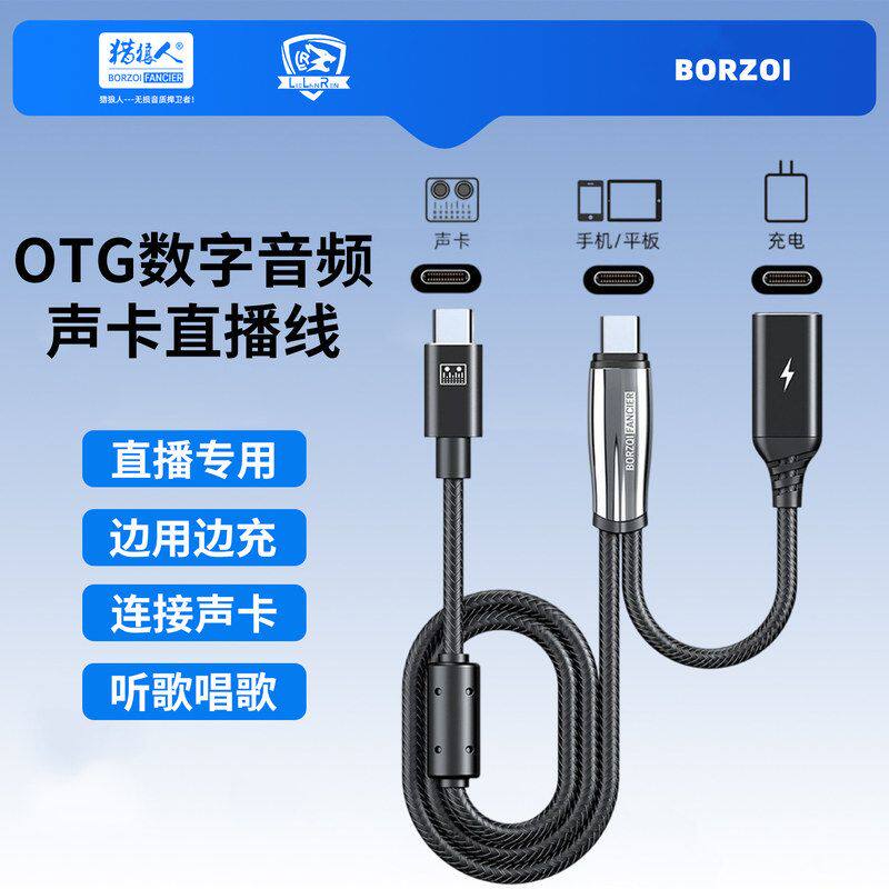 BORZQI发烧级OTG数字声卡转接线适用苹果17安卓华为边充边播直播