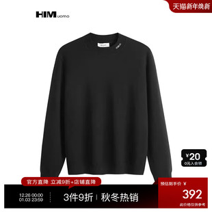 2025冬季 HIM汉崇 撞色字母刺绣舒适毛衣男休闲圆领内搭针织线衫