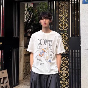 ICE UP冰感索罗娜唐老鸭印花T恤休闲百搭Vintage基础圆领短袖