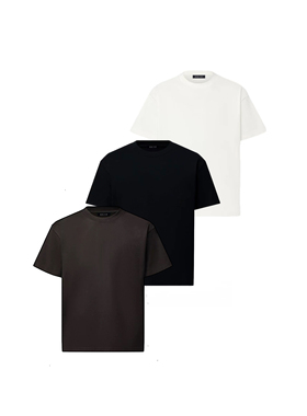 ICEUP重磅丝光亮面凉感空气层黑白棕纯色T恤休闲百搭基础圆领短袖