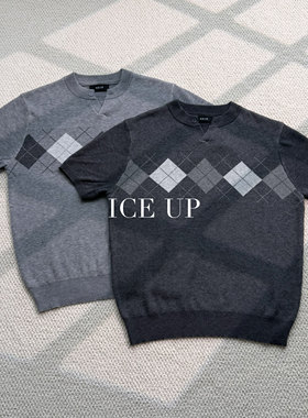ICEUP撞色菱格羊毛短袖