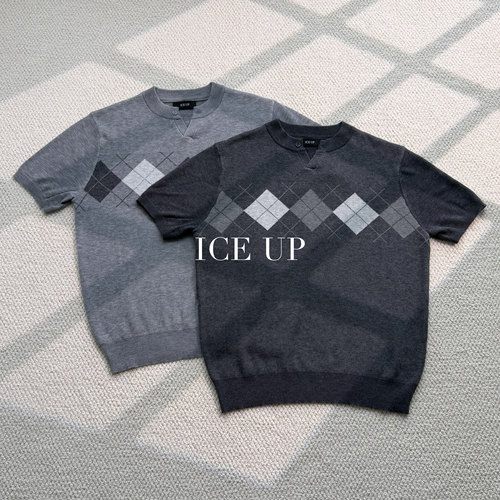 ICEUP撞色菱格羊毛短袖