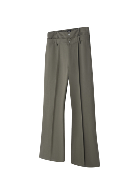 ICE UP重磅廓形立体打褶抗皱A字形弯刀阔腿休闲羊毛混纺双腰西裤