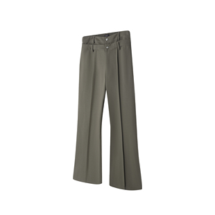 ICE UP重磅廓形立体打褶抗皱A字形弯刀阔腿休闲羊毛混纺双腰西裤