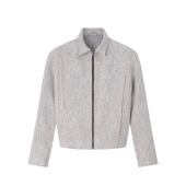 ICE 宽松拉链外套 UP日产灰白编织粗花呢小香风百搭通勤夹克短款