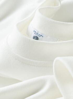 MAROLIO~出口法国！双面德绒白色打底衫男士长袖圆领保暖修身内搭