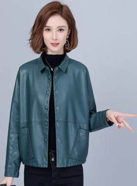 真皮皮衣女士短款秋冬新款休闲时尚韩版宽松大码绵羊皮夹克外套潮