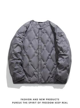 Mostarsea~轻薄内胆纯色羽绒服秋冬短款时尚保暖无领宽松上衣外套