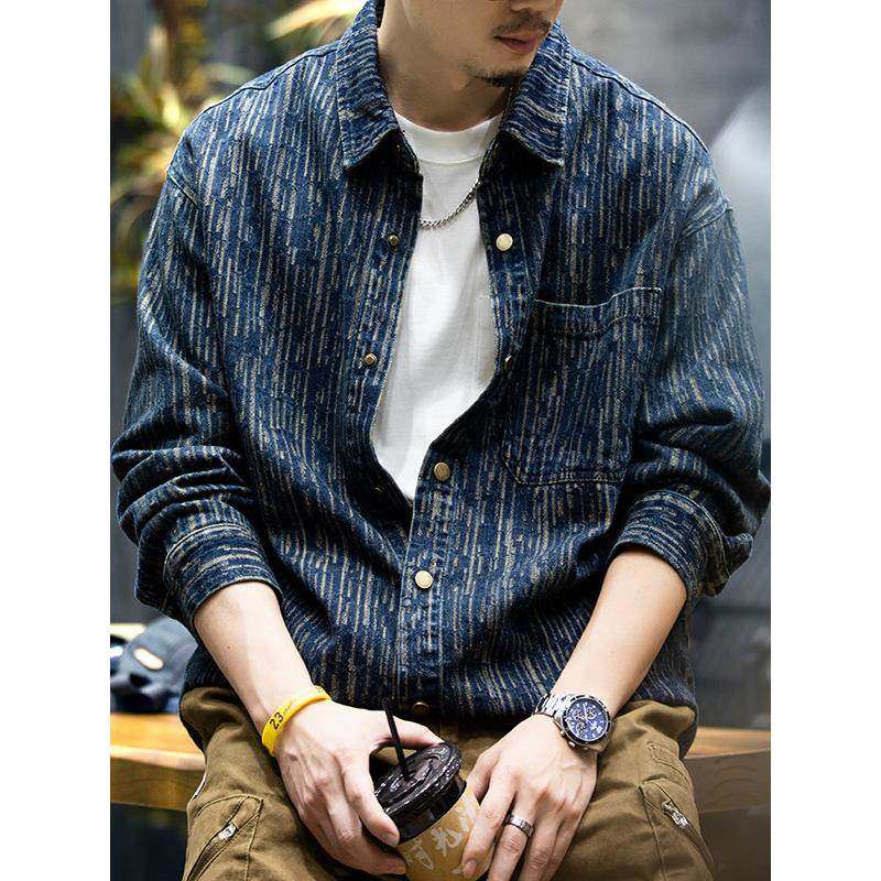 it neith BIAS潮牌美式覆古牛仔衬衫男宽松休闲长袖工装衬衣外套,男装,大码上装,淘宝优惠券,粉丝福利购,淘宝优惠卷