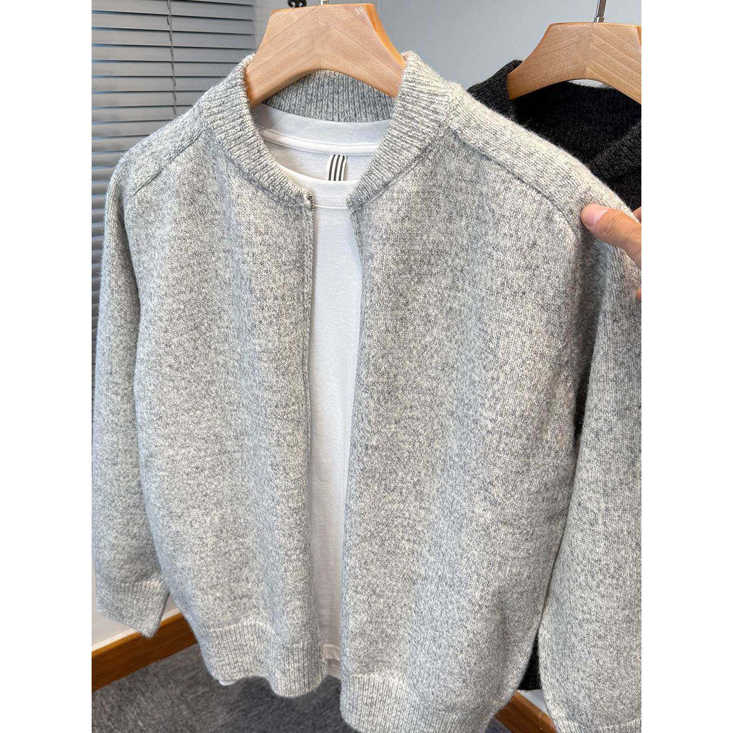 Mostarsea~秋冬棒球领针织开衫外套男高级感休闲加厚青年外搭毛衣,男装,大码上装,淘宝优惠券,粉丝福利购,淘宝优惠卷