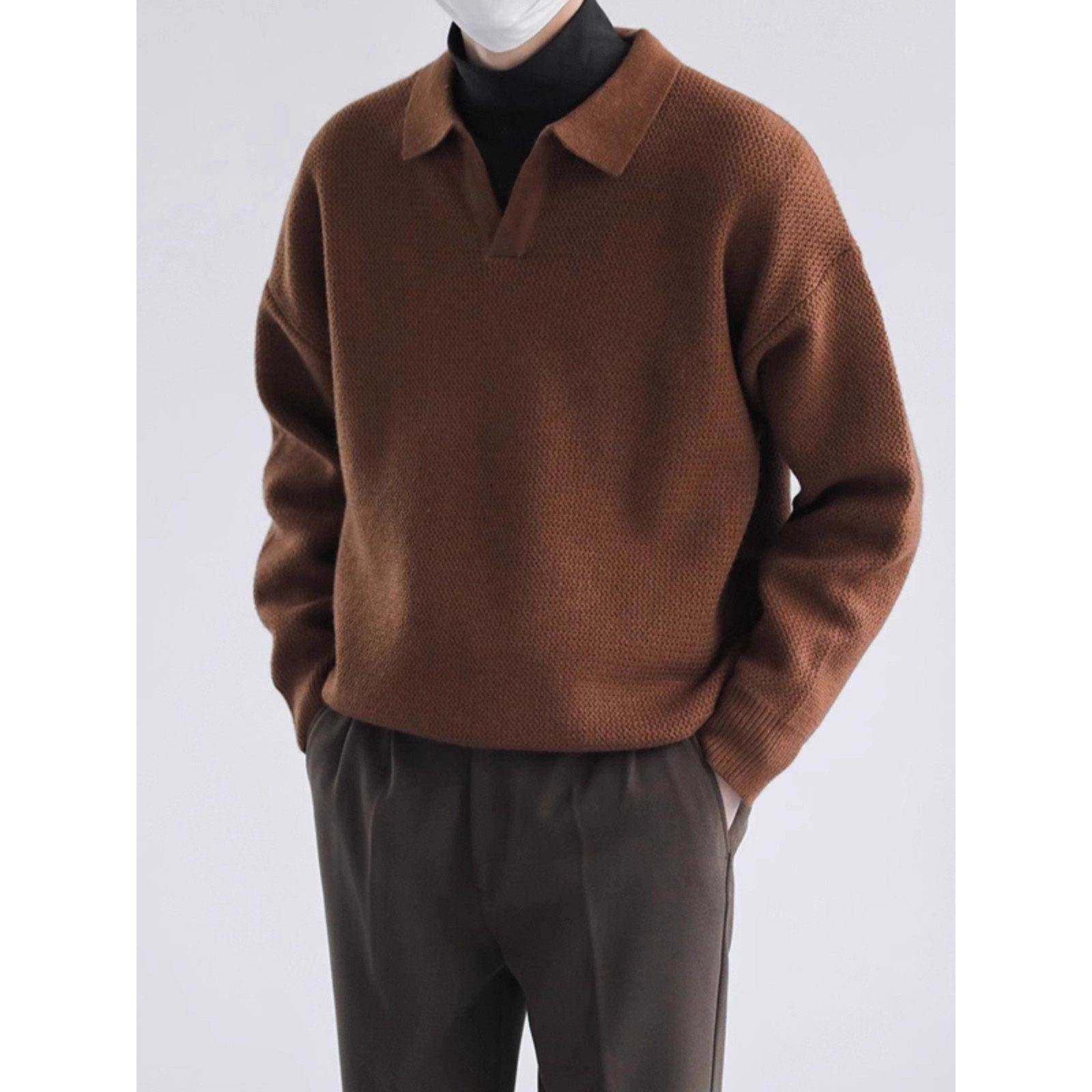 GM新潮 男POLO衫翻领毛衣男款秋冬季宽松加厚内搭打底衫V领针织衫,男装,秀禾服,淘宝优惠券,粉丝福利购,淘宝优惠卷