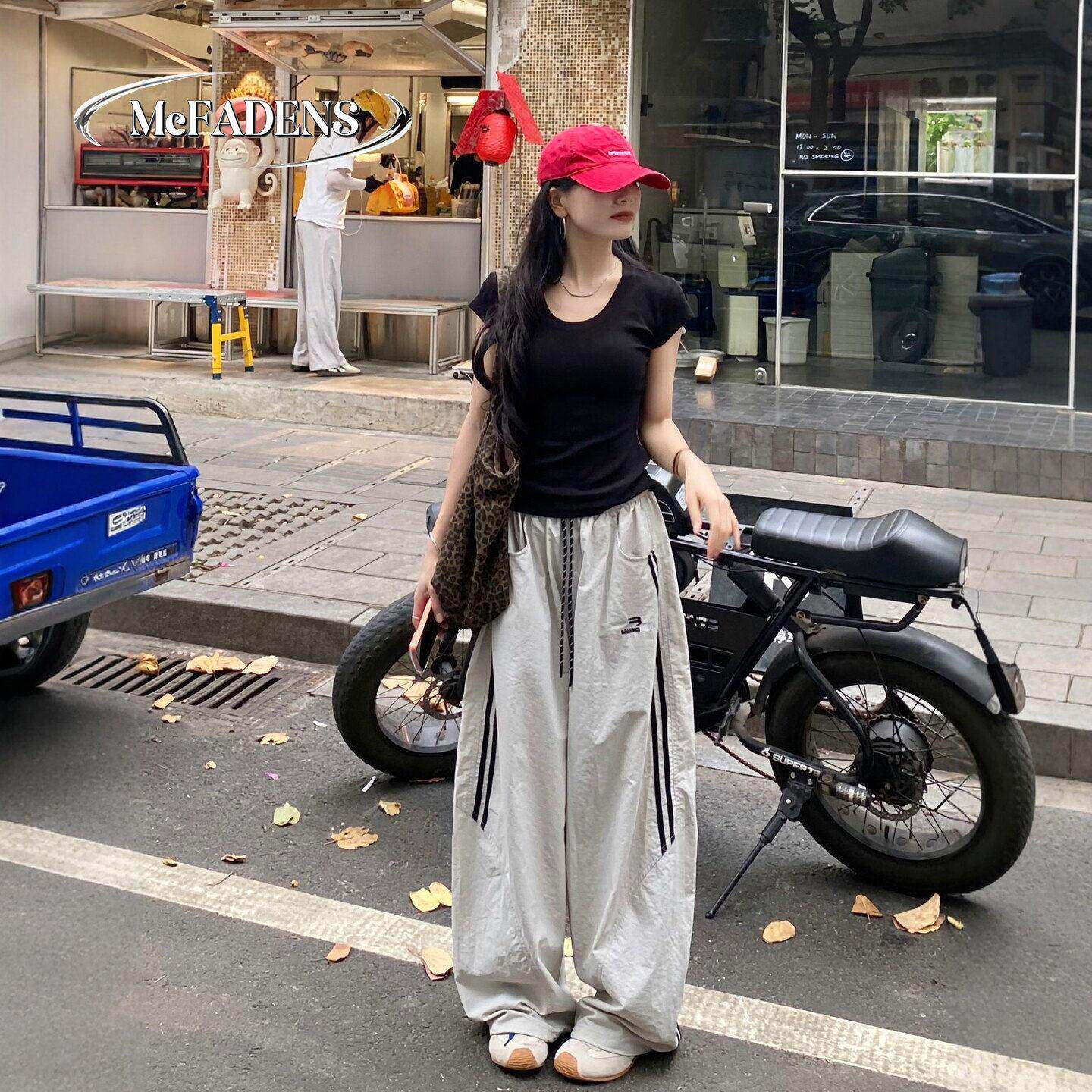 香港夏季一整套大码胖mm短袖T恤休闲阔腿裤复古松弛感运动套装女