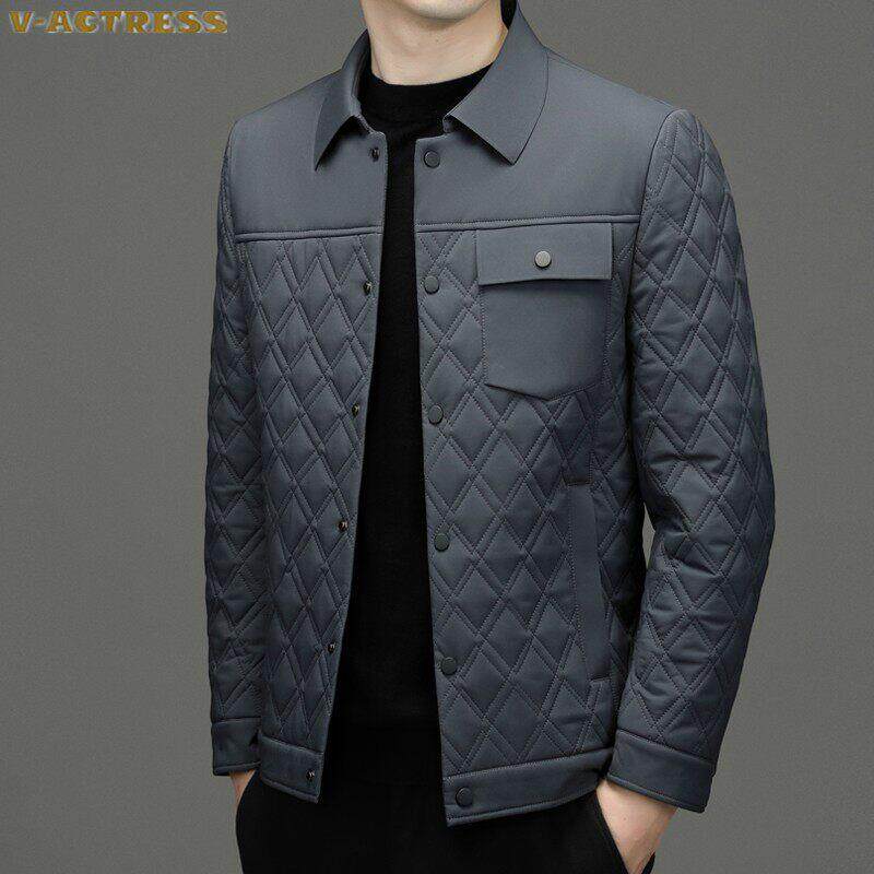 冬季翻领夹克衫外套男2025秋冬棉服休闲加厚中年男士上衣爸爸棉衣