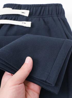 MAROLIO~说不出的喜欢!300g藏蓝色斜纹直筒卫裤男美式百搭男女