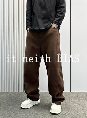 it neith BIAS灯芯绒休闲裤子男秋冬百搭大码工装裤直筒弯刀卫裤
