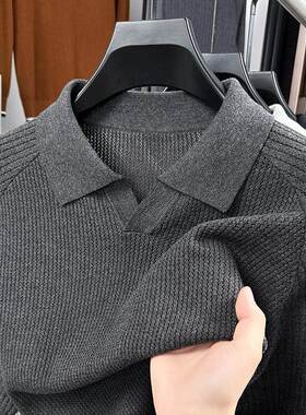 MAROLIO~高端纯棉男士针织衫毛衣秋季休闲海鸥领打底衫长袖POLO衫