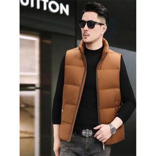 香港2025冬季羽绒马甲白鹅绒加厚防寒保暖鸭绒衫无袖立领上衣坎肩