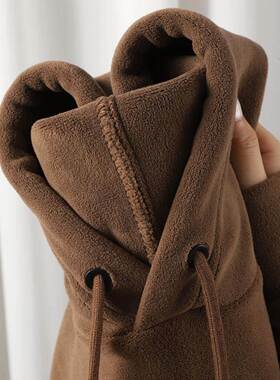 Mostarsea~冬日美拉德！重磅双面澳粒绒软糯卫衣男咖色保暖连帽衫