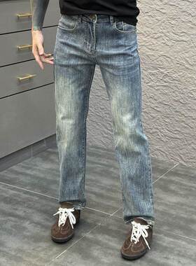 香港净版休闲牛仔裤男潮牌秋季2025新款韩版弹力微宽松直筒弯刀裤