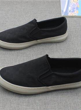 欧洲站 Tide BoutiqueCa设计感强！帆布鞋男一脚蹬懒人透气休闲