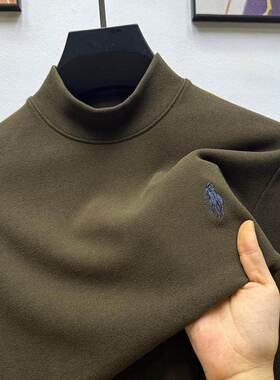 Mostarsea~德绒长袖男士卫衣半高领刺绣小马标加厚保暖青年打底衫