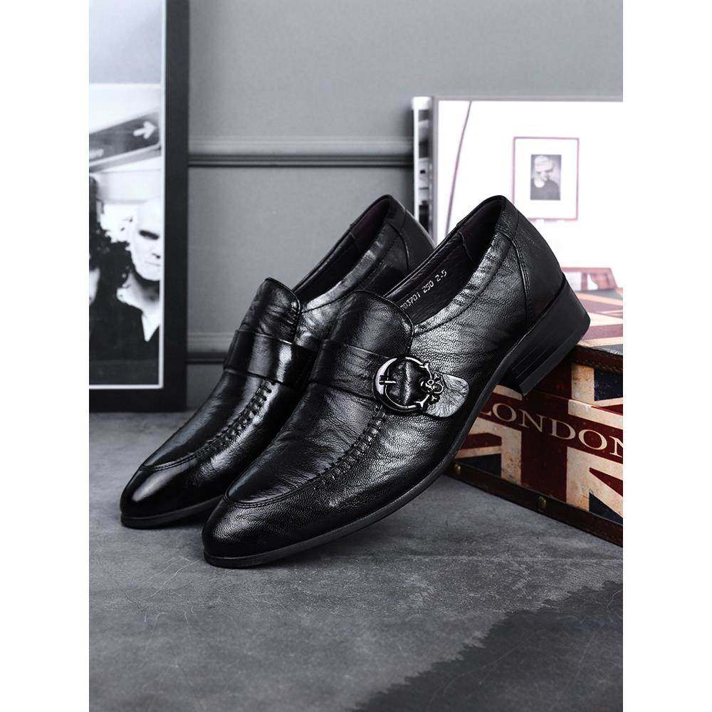 男款2025新款豆豆鞋商务正装真皮透气英伦百搭一脚蹬休闲男士皮鞋