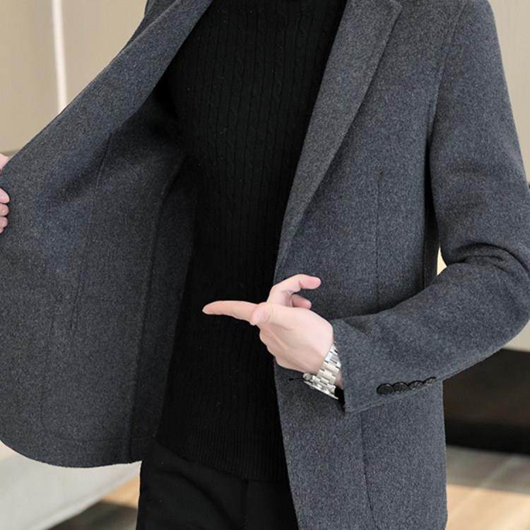 羊毛呢子大衣男商务2025新款秋冬季休闲双面高端羊绒西装男士外套