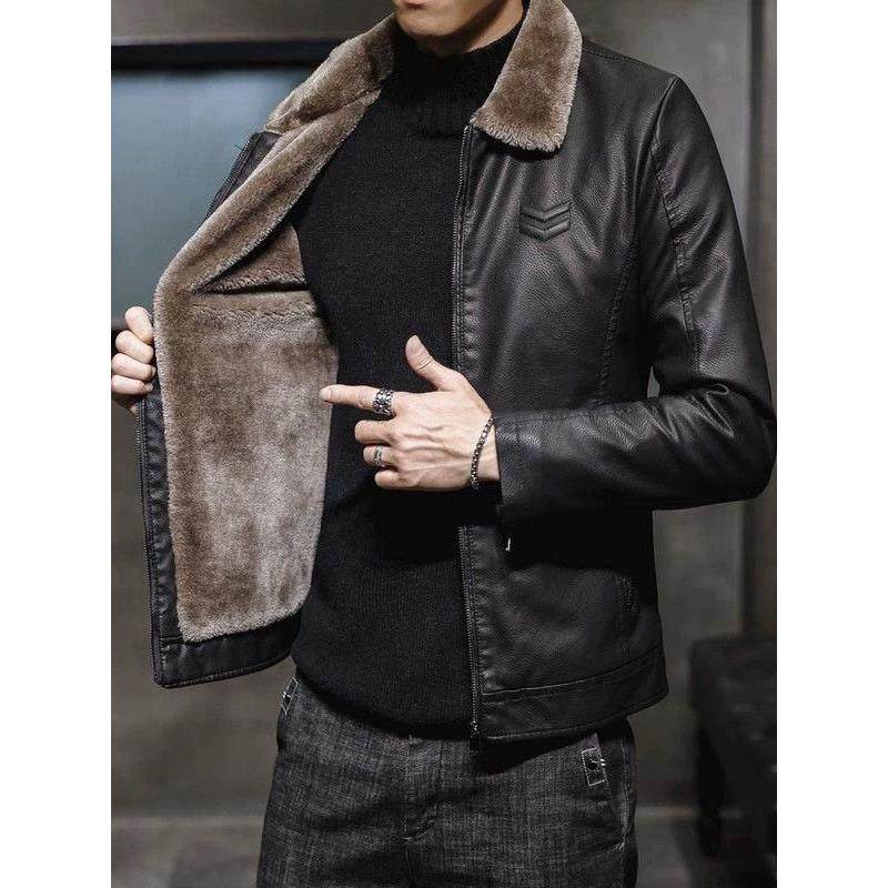 冬季皮毛一体男皮衣毛领2025加绒加厚翻领皮夹克男士羊羔绒外套wt,男装,皮衣,淘宝优惠券,粉丝福利购,淘宝优惠卷