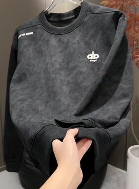 Mostarsea~帅气宽松扎染圆领卫衣男士秋季高级感时尚休闲外穿上衣