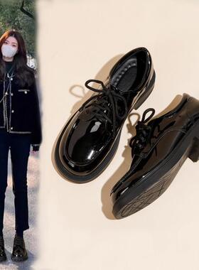 香港黑色厚底乐福鞋女2025秋冬新款真皮软底单鞋英伦风加绒小皮鞋